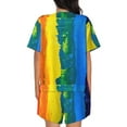 thumbnail image 3 of Bixox Women's Rainbow Colored Printed Pajama Set 2 Piece Lounge Set Top and Shorts Soft Pajamas, Shorts with Pockets, 3 of 7