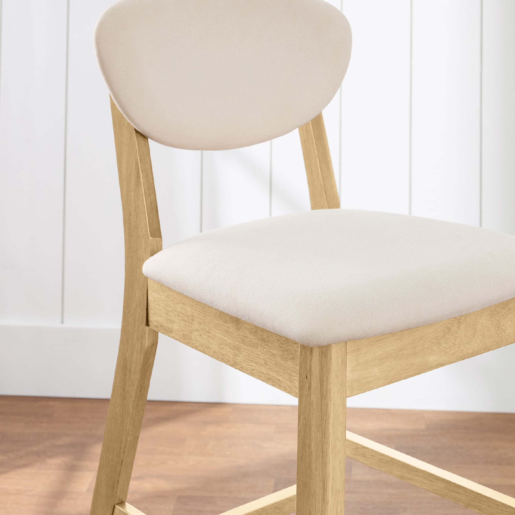Best Choice Products Set of 2 Counter-Height Bar Stools, Armless W/Upholstered Seat Cushion & Backrest - Oak / Cream