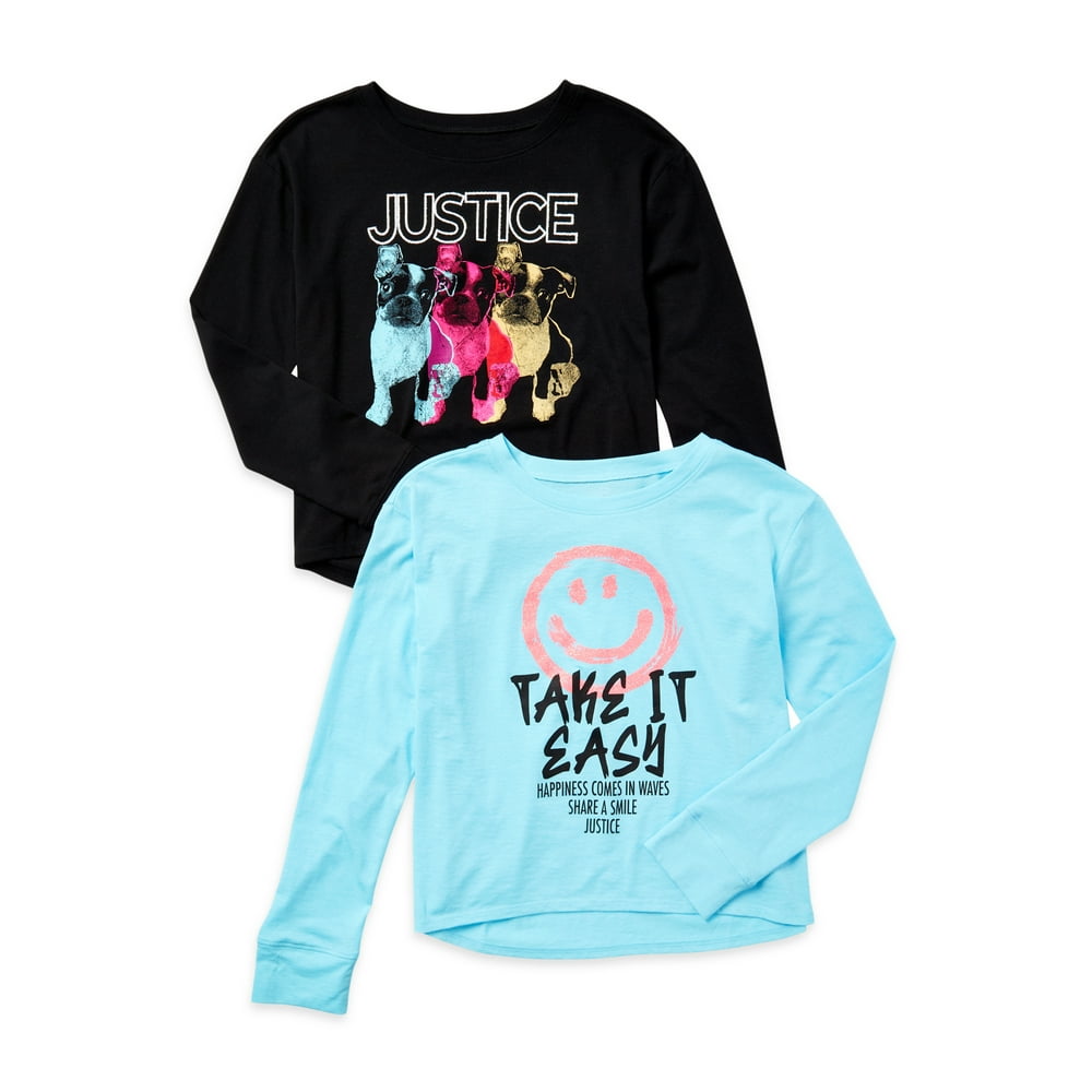 Justice Justice Girls Long Sleeve Graphic T Shirts 2 Pack Sizes 5