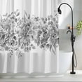 thumbnail image 2 of Black Grey Eucalyptus Leaves Waterproof Shower Curtain, Large 72"x84" Washable Polyester Fabric Shower Curtains for Bathroom, Spring Summer Botanical Floral Decorative Bathtub Curtain Sets with Hooks, 2 of 9