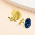 thumbnail image 7 of PhooArto Men's Classic Stainless Steel, Dark Blue Space Planet Stars Pattern Cufflinks Business Wedding Shirts, Golden, 7 of 7