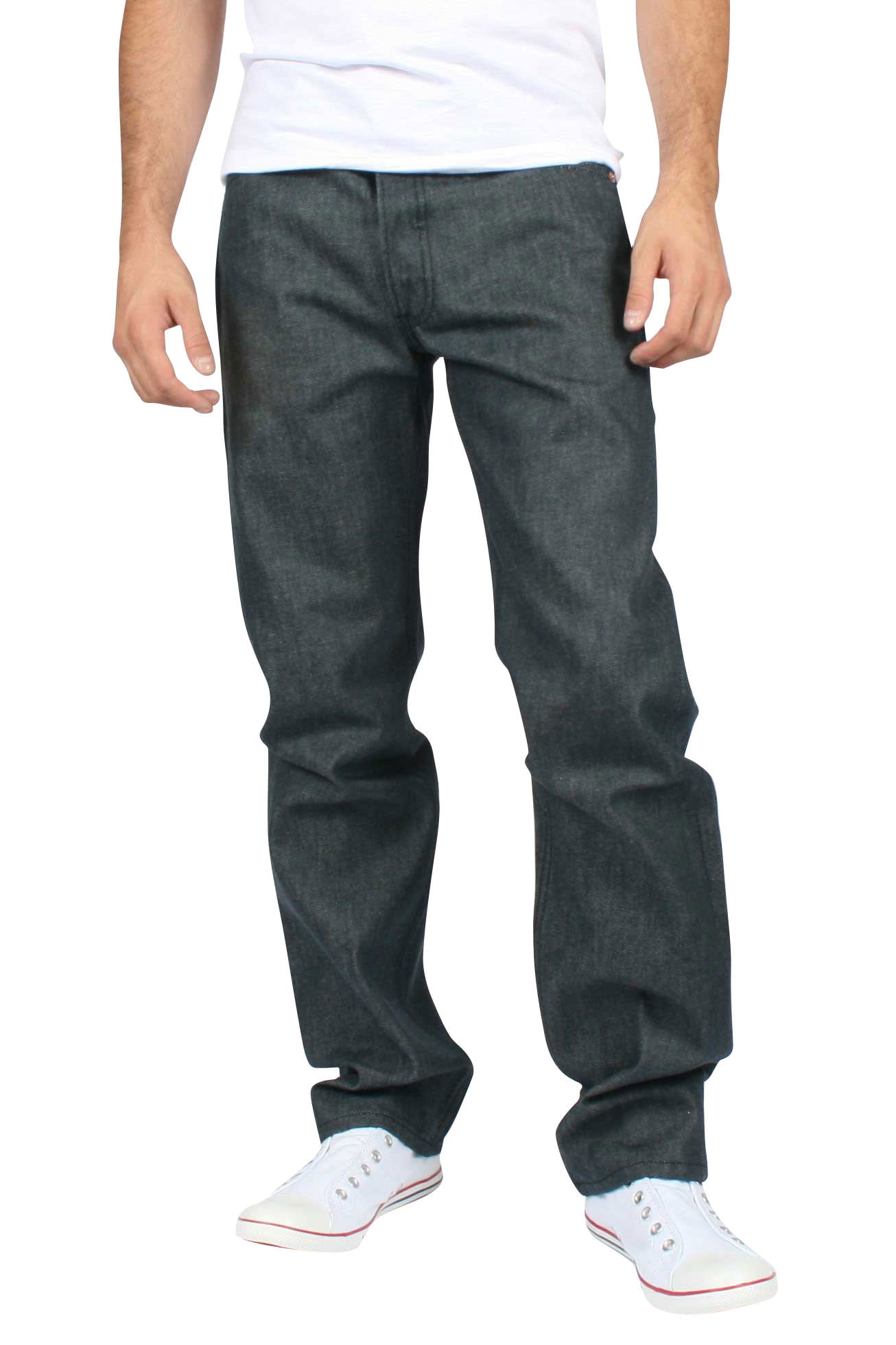 Levis - Mens 501 Button Fly Dark Grey Shrink to Fit Denim Jeans -  
