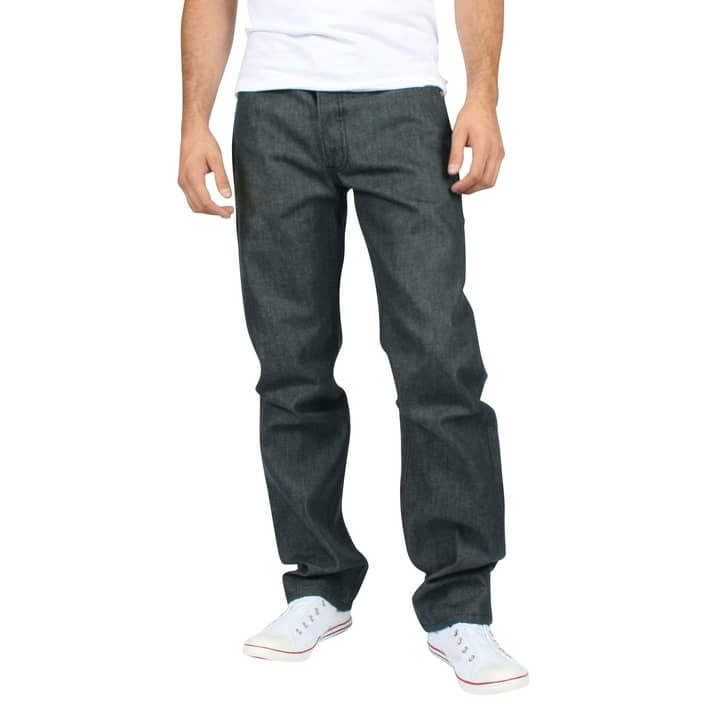 Levis - Mens 501 Button Fly Dark Grey Shrink to Fit Denim Jeans -  