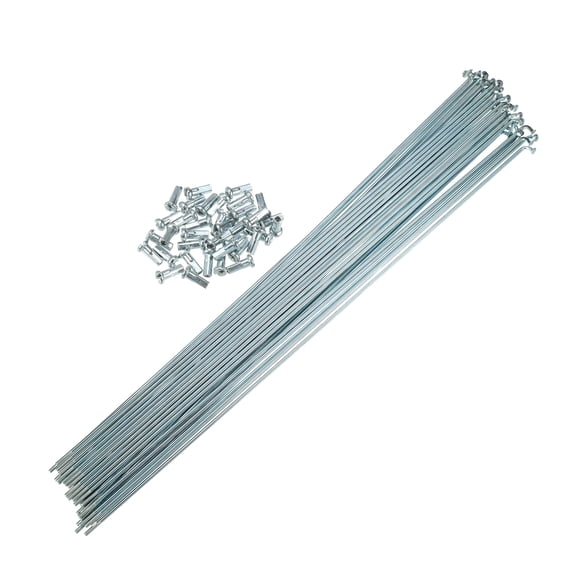 Unique Bargains 36 Pcs 4G J Bend 297mmx2mm Spokes with Nipples for Bike Bicycle Steel Silver Tone