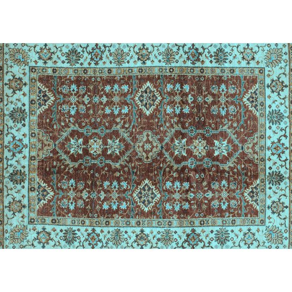 Ahgly Company Indoor Rectangle Abstract Light Blue Modern Area Rugs, 5' x 7'