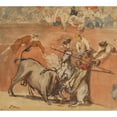 thumbnail image 2 of Édouard Manet 13x12 Gold Ornate Wood Frame and Double Matted Museum Art Print Titled - Bullfight (1865), 2 of 4