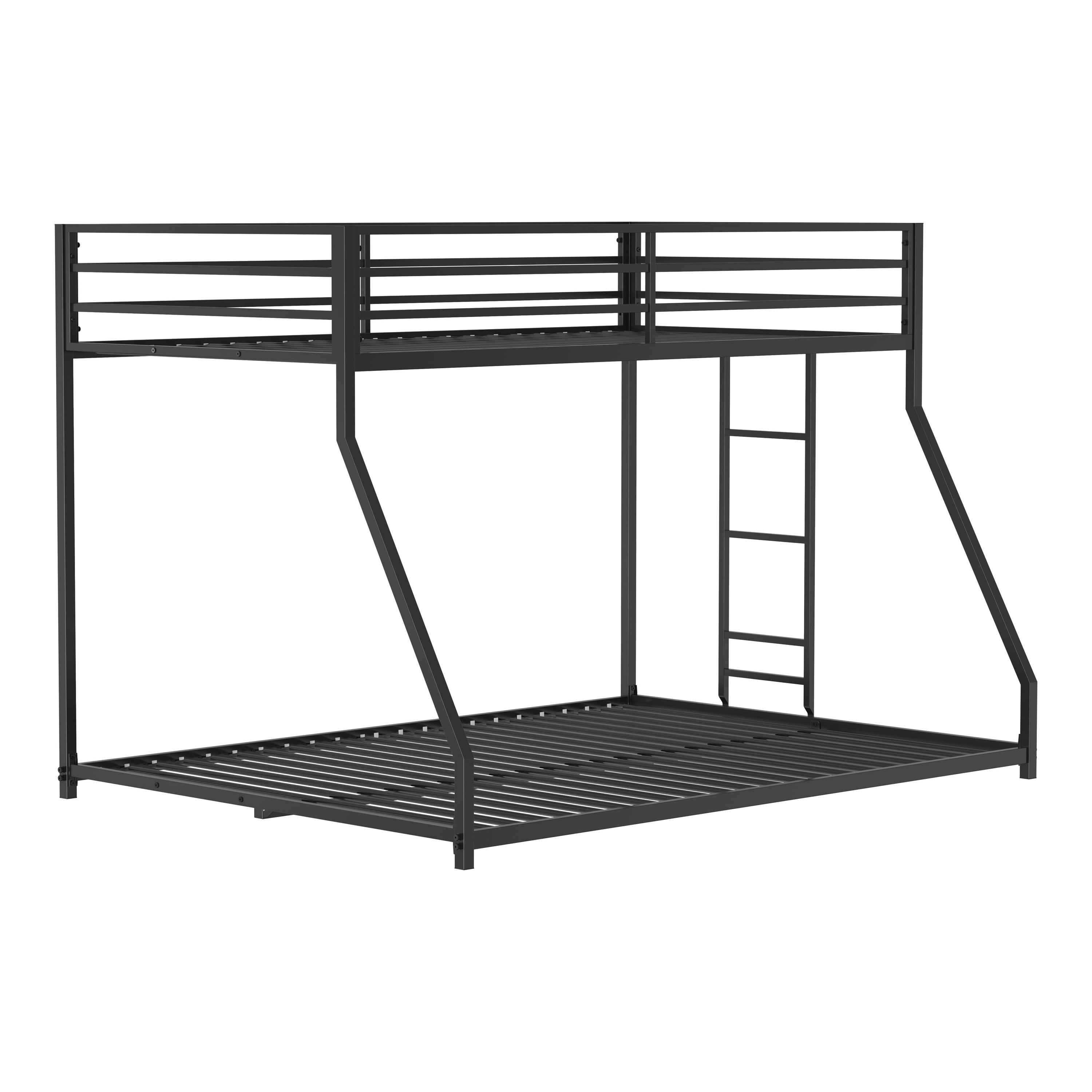 Furniture of America Franz Kids Twin Over Full Metal Mattress Ready Bunk Bed, Black