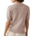 thumbnail image 3 of Short Sleeve Lapel V-Neck Women Casual Knit Pullover Jumper, 3 of 3
