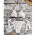thumbnail image 2 of Traje de baño de corte alto para mujer, traje de baño de 2 piezas con detalle de cadena, texturizado, con cuello Halter, color blanco leche M, 2 of 6