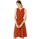 thumbnail image 1 of Vestido midi Allegra K sin mangas cuello dividido cintura con cordón estampado Rojo XS, 1 of 6