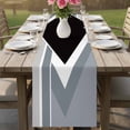 thumbnail image 4 of Grey Black Geometric Table Runner 108 Inches, Modern Abstract Lines Color Blocks Bed Runner Dresser Scarves Tabletop for Indoor Outdoor Parties/Ceremony/Banquet, 13"x 108", 4 of 9