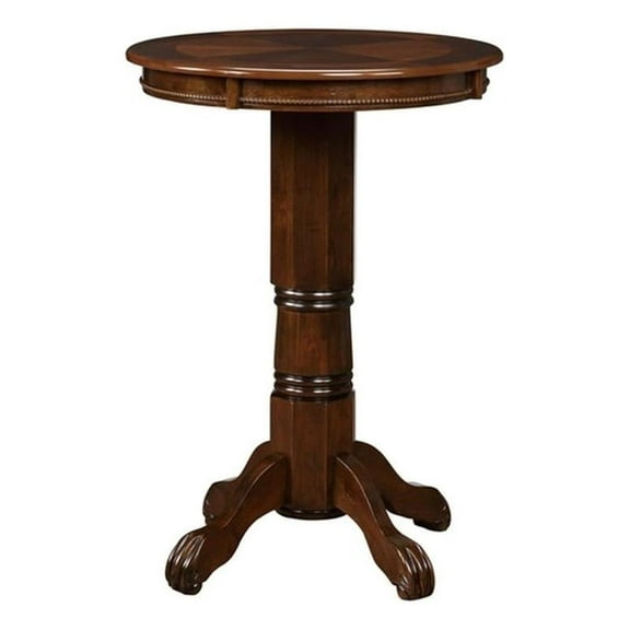 Bowery Hill Traditional Wood Pub Table with Claw and Ball Feet in Cappuccino