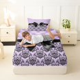 thumbnail image 3 of Manfei Black Princess Bowtie Twin Fitted Sheet,Western Damask Victorian Floral Bedding,2-Piece,1 Fitted Sheet and 1 Pillowcase, 3 of 6