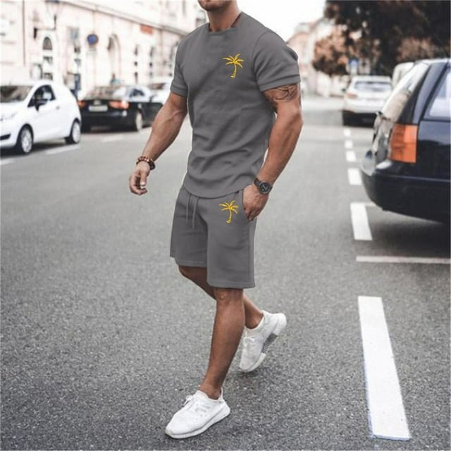 MKLEKYY Pijama Corto De Verano Para Hombre, Ropa Deportiva, Camiseta Transpirable De Manga Corta Y Pantalones Cortos Deportivos Con Bolsillos.