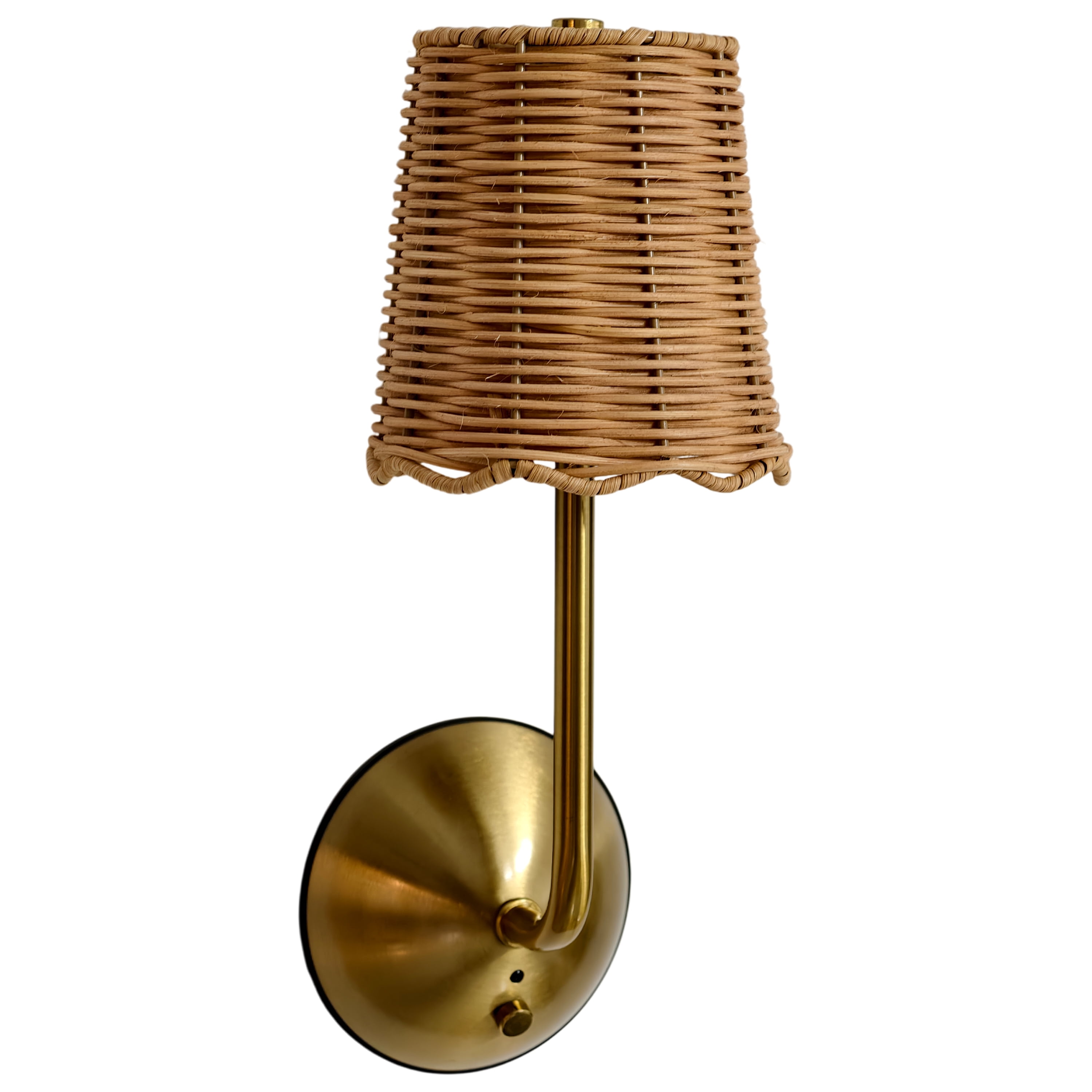 Home Decor Collection Sterling & Noble Home Scalloped Woven Rattan Rechargeable Wall Sconce