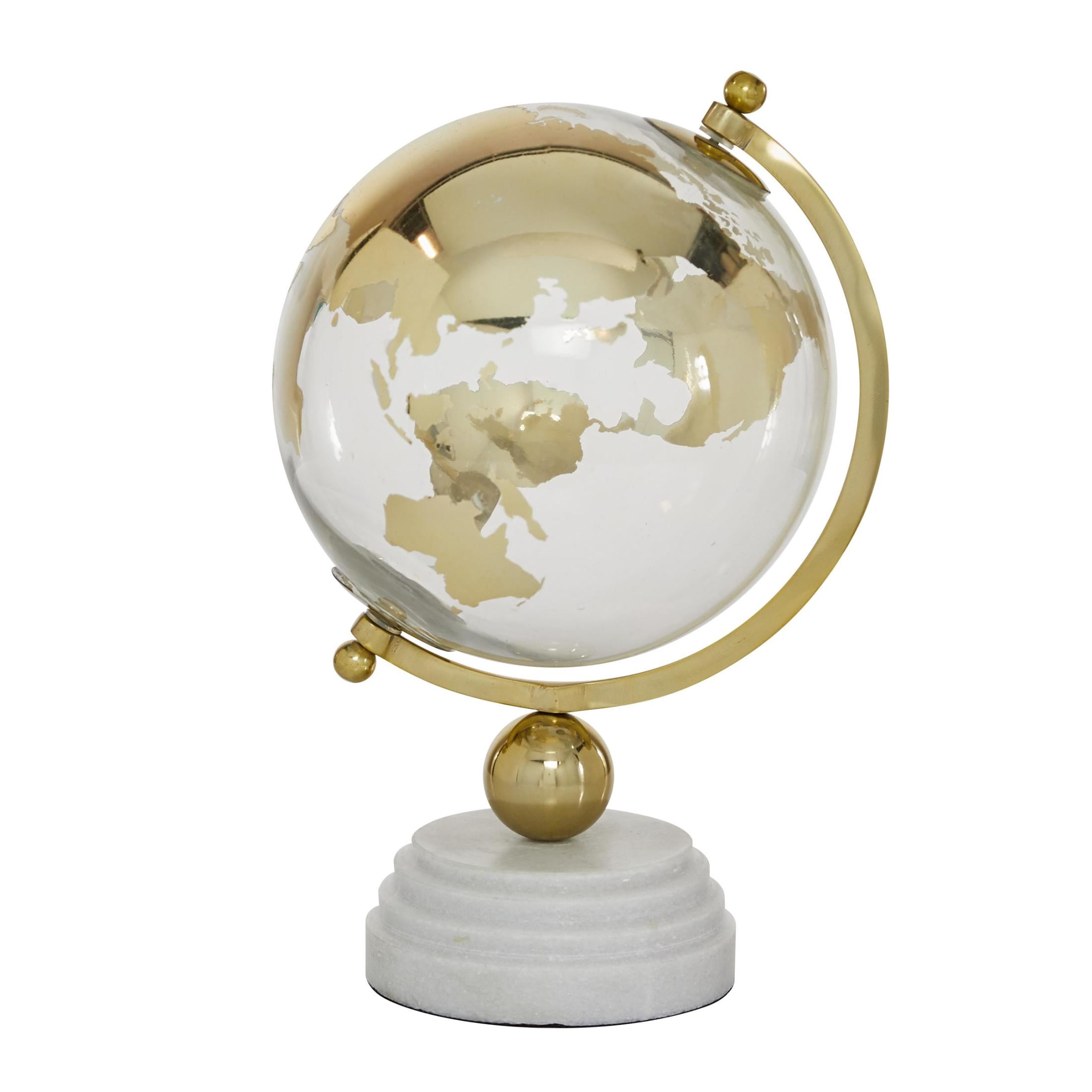 DecMode 8" Gold Globe with Marble Base and Tiered Base