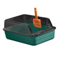 thumbnail image 4 of Cat Litter Tray Open Top High Sides Semi Enclosed Space Saving Sturdy Dark Green, 4 of 8