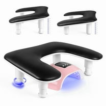 Manicure Arm Rest for Nails Tech: U-Shaped Adjustable Nail Armrest -PU Leather Hand Stand Rest for Manicurists Black