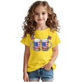 thumbnail image 5 of Toddler Girl Clothes under $5 Short Sleeve Round Neck Independence Day Print Cotton Toddler Kids T-shirt Tee Top Yellow 7 Years, 5 of 6
