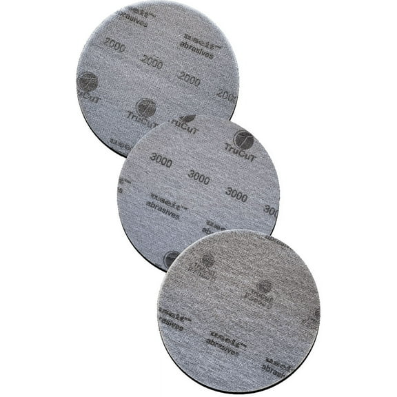 TruCut Sanding Pads | 3 pack high | 2000, 3000, P5000D grit | 6" Diameter