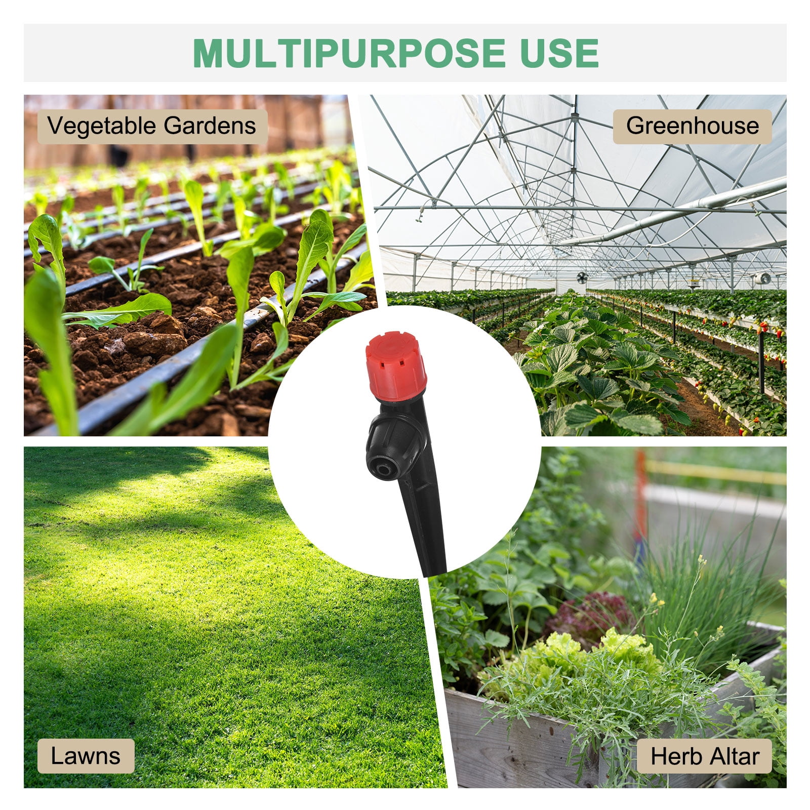 Uxcell 80 Pack Drip Irrigation Emitters 360 Degree 8 Holes for 1/4" Tubing, Red