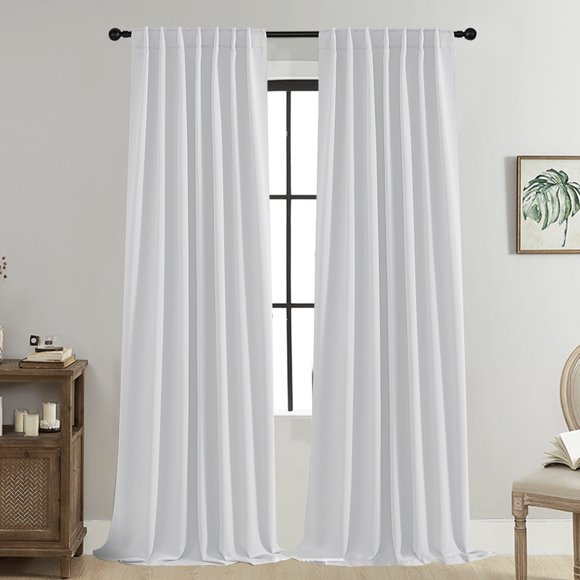 TopLLC Blackout Curtains 2 Panels Set, 51"x39" Solid Color Textured Window Curtains, Back Tab/Rod Pocket Room Darkening Curtains Thermal Insulated Window Treatment Drapes for Bedroom and Living Room
