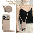 thumbnail image 4 of Back Case for iPhone 16 Pro, Stylish Slim Fit Card Holder Kickstand Finger Ring Crossbody Strap, PU Leather + TPU Durable Shockproof Protective Phone Case Cover for Women Girls - Khaki, 4 of 6