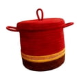 thumbnail image 1 of Cesta de almacenamiento de cuerda redonda con tapa, contenedor de almacenamiento vacío, caja decorativa hecha a mano Rojo, 1 of 8