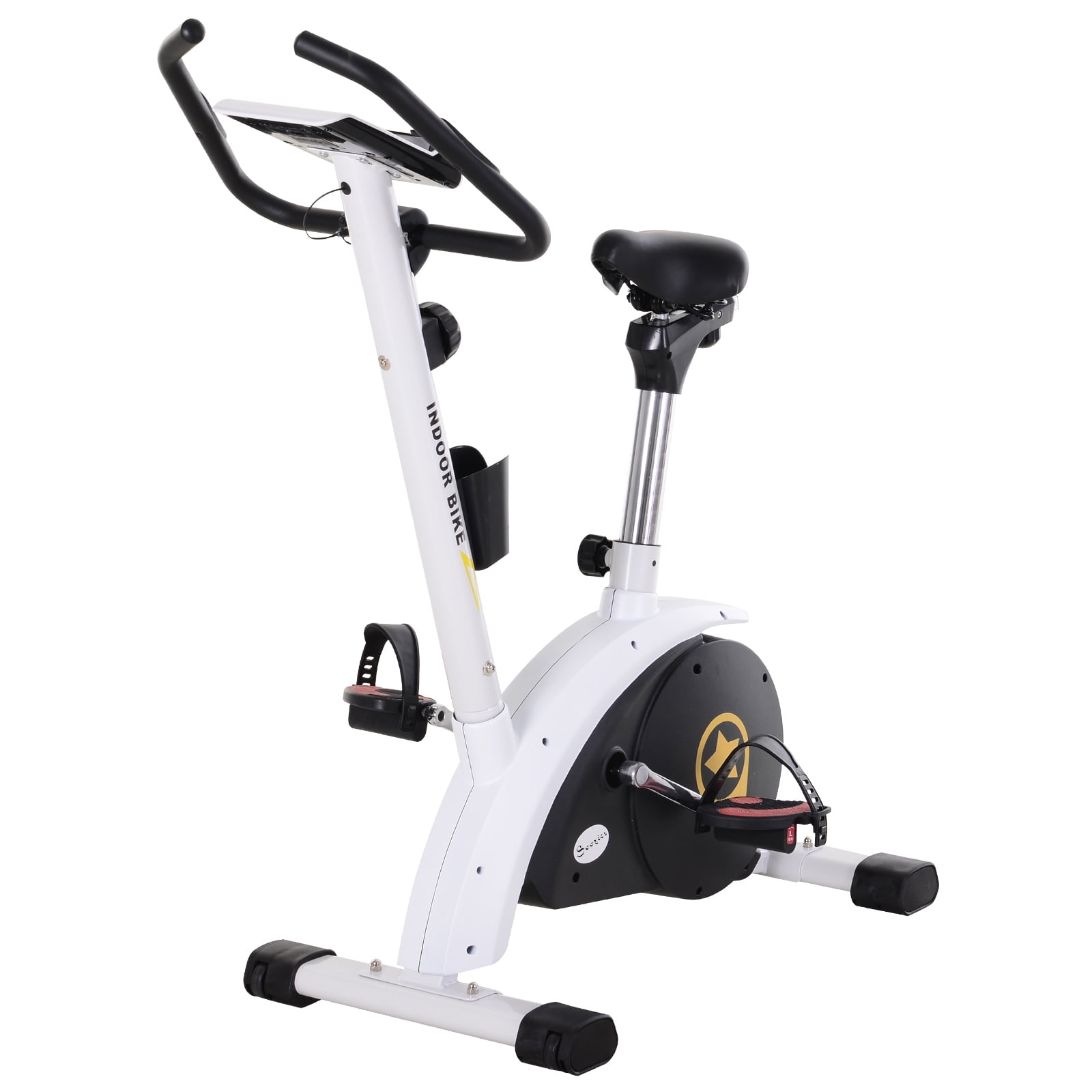 Soozier Upright Exercise Bike 8 Level Magnetic Resistance Stationary Bike Cardio Workout Equipment with Adjustable Seat LCD Monitor and Phone Holder Walmart