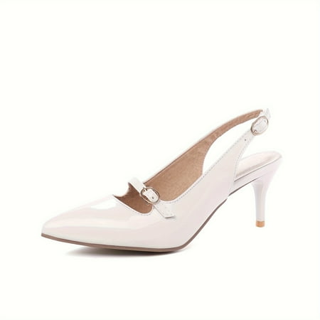 

Chic High Stiletto Heels - Elegant Pointed Toe Secure Slingback Strap French Heel Design Versatile Solid Color