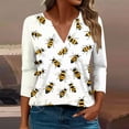 thumbnail image 2 of CYMMPU Tunic Tops 3/4 Sleeve V Neck Blouses for Women Dressy Casual Spring Tops Loose Fit Bee Graphic Summer Trendy Shirts Business Elegant Work Tops T-Shirts Multicolor XXXXXL, 2 of 5
