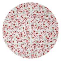 Multicolor Christmas Pattern Round Blanket,Comfortable Soft Flannel Throw Blanket,All Season,Warm Lightweight Blankets for Sofa Bed Couch Living Room Chair 47"x47"