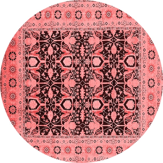 Ahgly Company Indoor Round Oriental Red Industrial Area Rugs, 4' Round