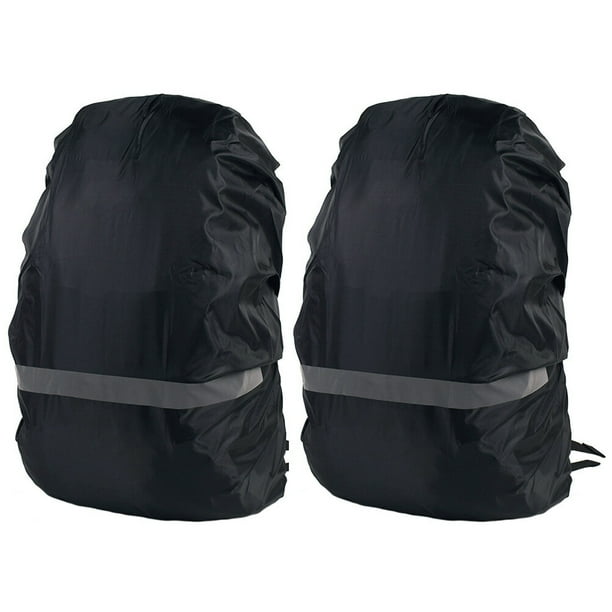 BRIGHTFUFU 2Pcs Mochila impermeable Fundas para lluvia Fundas para mochila con rayas reflectantes (M)