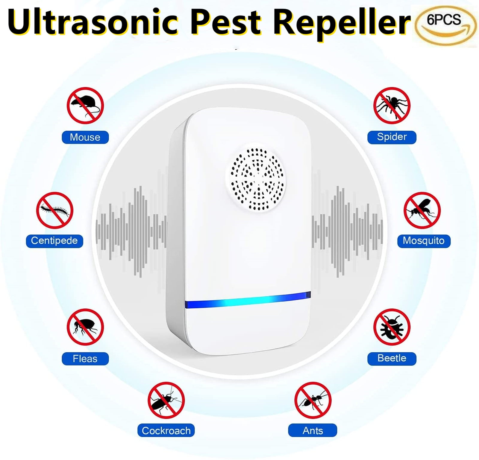 Ultrasonic Pest Repeller 6 Pack, Ultrasonic Pest Repellent, Indoor Pest