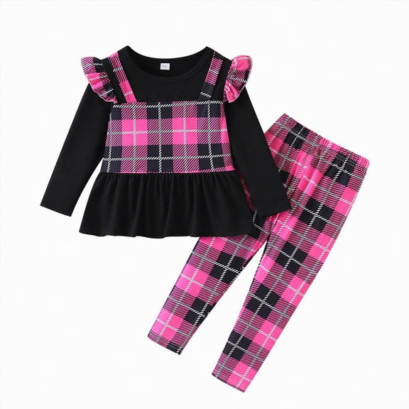 yboeqw Girl Clothes 2 Piece Toddler Girl Fall Long Sleeve Ruffle Shirt Cute Legging Clothing Sets for 2T 3T 4T 5T 6T,Size 5-6 Years