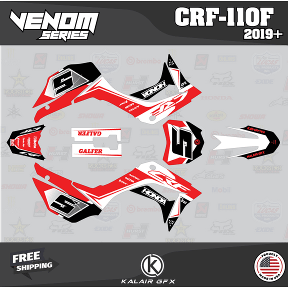 Kalair GFX Graphics Kit for Honda CRF110F (2019-2024) Venom Series
