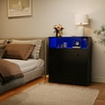 thumbnail image 6 of Tzou 31.5"W Wooden Dresser with Charging Station & LED Lights - 3-Drawer Modern Chest for Bedroom(Black), 6 of 9