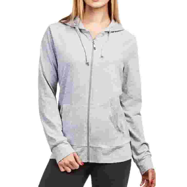 ★HOODHOOD★ Button heavy cotton hooded jacket gray Women's Zip Up Cotton Light Hoodie Jacket (M, Heather Gray