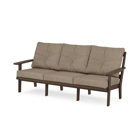 POLYWOOD® Prairie Deep Seating Sofa in Mahogany / Spiced Burlap