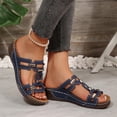 thumbnail image 7 of Hurxie Flat Sandals for Women Dressy: Comfortable Flats Sandals Women Open Toe Women Walking Shoes Summer Navy 37, 7 of 7