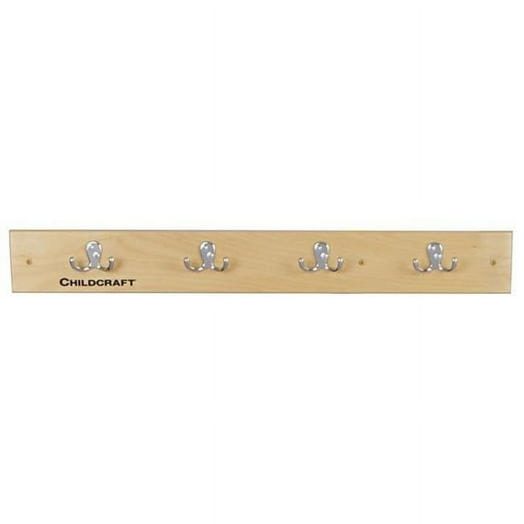 Childcraft 2020854 Coat Rack Wall Mount Strip with 4 Hooks - 29.75 x 1.87 x 4 in.
