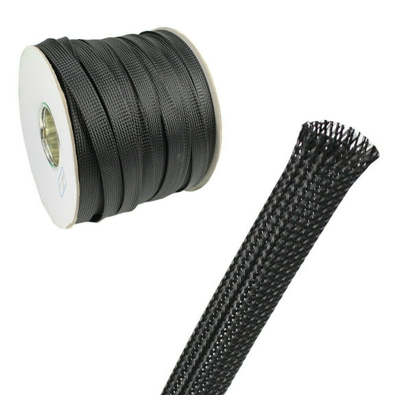 Braided Cable Sleeve Black Diameter expands up to 150%