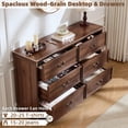 thumbnail image 4 of Buildhom 54" Farmhouse 6-Drawer Dresser, Rustic Wood Chest with 4 Legs for Adult Bedroom, Brown, 4 of 8