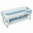 thumbnail image 2 of Fogcroll Ice Bath Tub Portable Bathtub, 51“ Foldable Bathtub, Therapy Tub for Shower Stall Fold up Soaking Bath Tub, Hot Tub with Anti-Slip Seat, Handle _Blue, 2 of 12