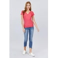 thumbnail image 2 of Saronite Basics Henley Butto Down Ribned Short Sleeve Cotton Shirt Top (Women's), 2 of 4