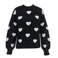 thumbnail image 4 of Pulls Imprimés pour Femmes! Fadeal Pull à Capuche Tricoté Col Rond Amour de la Saint-Valentin pour Femmes Noir TG, 4 of 4