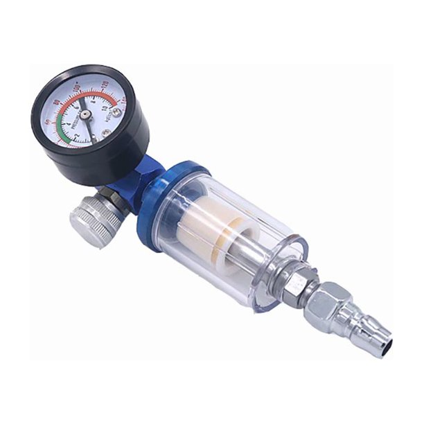 Pistola de aire con regulador de presión + filtro separador de aceite herramienta de filtro separador Regulador de presión de aire (1, regulador de presión + filtro + acoplamiento rápido (manómetro nº 3) ER