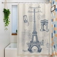 thumbnail image 3 of France Towers Shower Curtain Set, Waterproof Shower Curtains for Bathroom, Retro Hand-Painted Seal Architectural Art Washable Fabric Cloth Bath Curtain for Bathtub Decoration with Hooks 48x72 Inches, 3 of 9