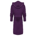 thumbnail image 6 of Capreze Men Dressing Gown Solid Color Wrap Robe Long Sleeve Bath Robes Fluffy Towelling Hooded Nightwear Purple M, 6 of 7